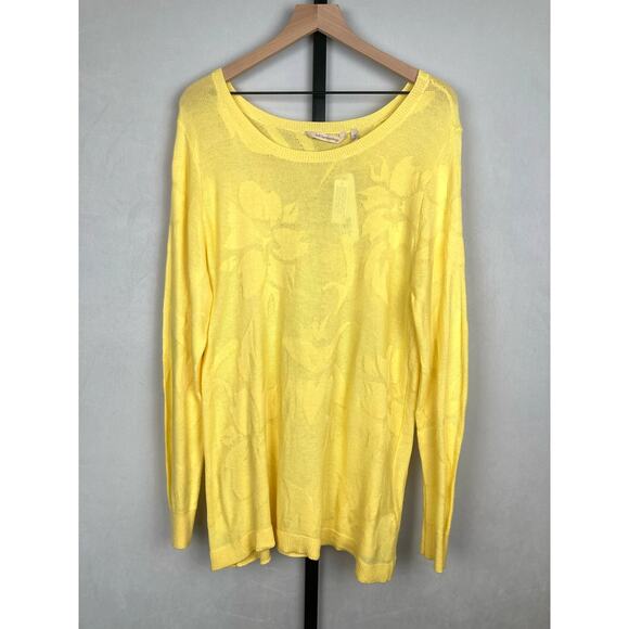 Soft Surroundings Sweaters - Soft Surroundings Floral Sweater Yellow Size 1X Open Knit Lightweight Soft NWT